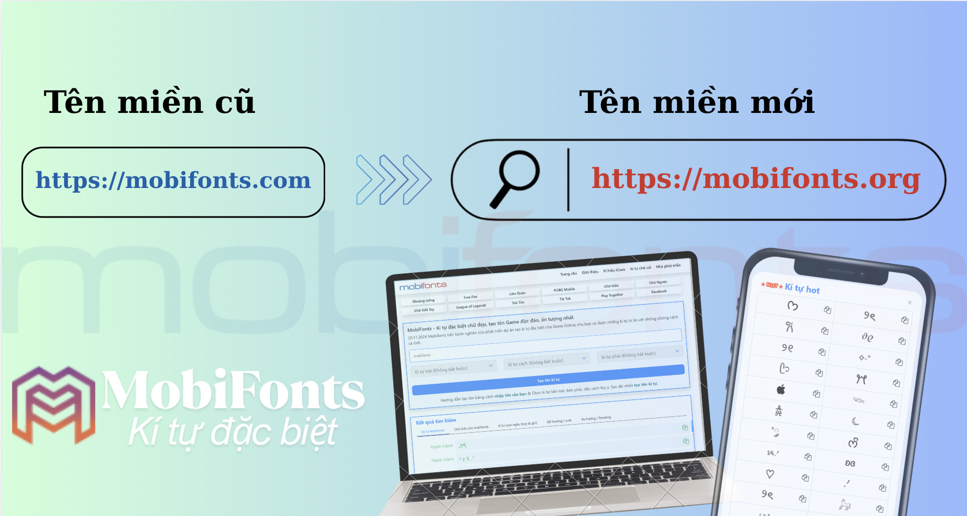 Mobifonts chuyển tên miền cũ Mobifonts.com sang tên miền mới Mobifonts.org