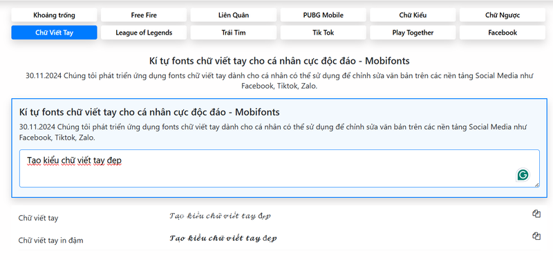 Tạo chữ kiểu viết tay nhanh chóng tại Mobifonts
