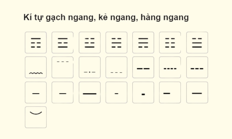 kí tự đặc biệt gạch ngang