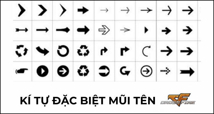 Gợi ý các kí tự đặc biệt hình mũi tên trong tựa game CF 