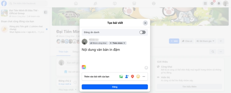Gõ nội dung cần đăng