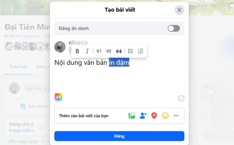 Bôi đen → Chọn in đậm